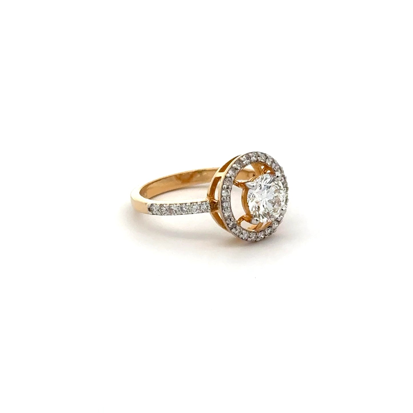 Elegant Round Halo Lab Grown Diamond Engagement Ring 14K Gold