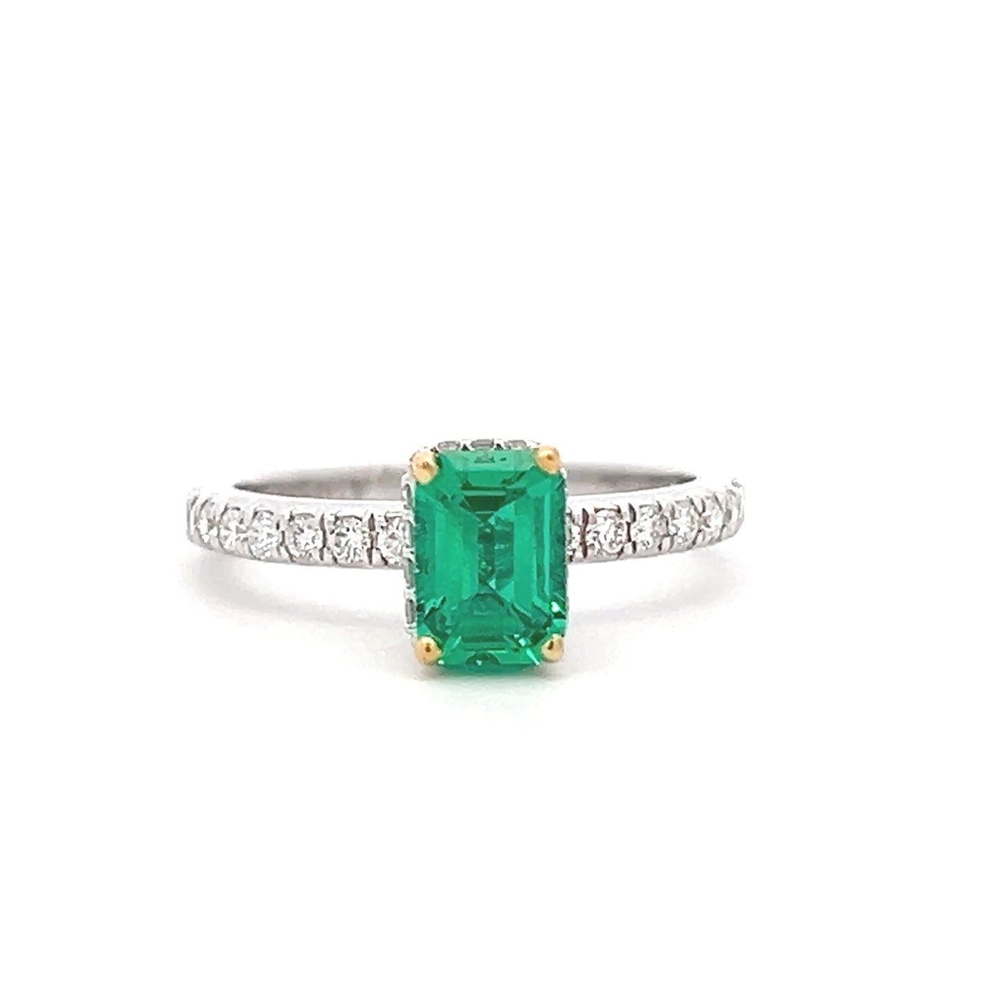 Lab Grown Colombian Emerald Ring In 14k Gold