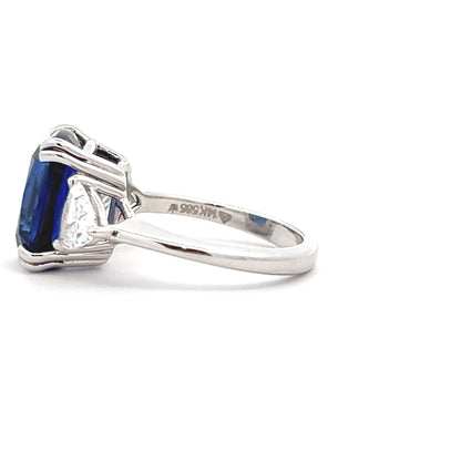 Lab Grown Elongated Cushion Blue Sapphire Ring In 14k Gold