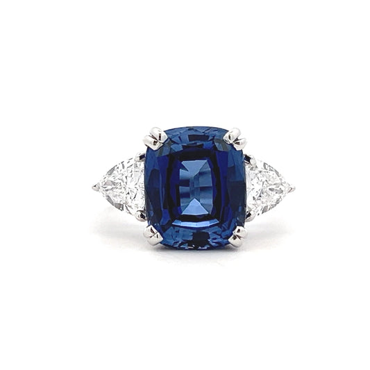 Lab Grown Elongated Cushion Blue Sapphire Ring In 14k Gold