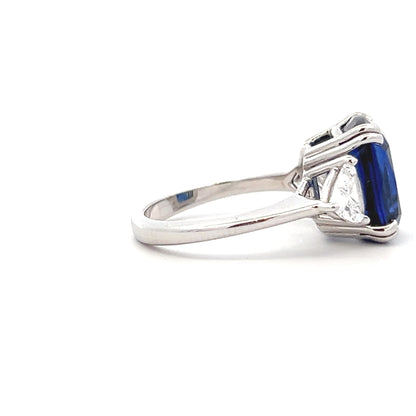 Lab Grown Elongated Cushion Blue Sapphire Ring In 14k Gold