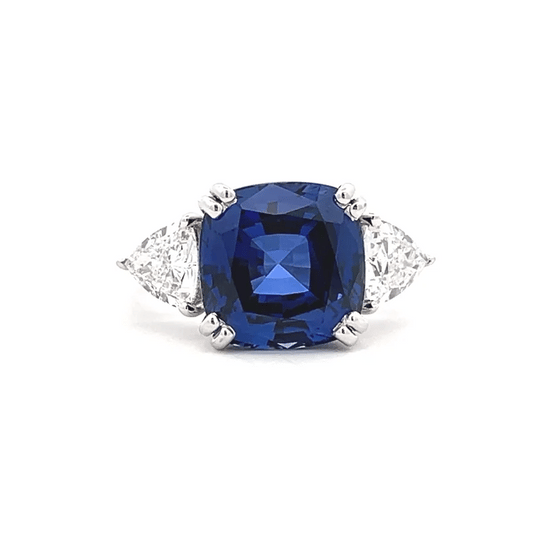 Lab Grown Cushion Blue Sapphire Ring In 14k Gold