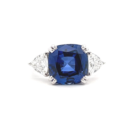 Lab Grown Cushion Blue Sapphire Ring In 14k Gold