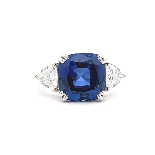 Lab Grown Cushion Blue Sapphire Ring In 14k Gold
