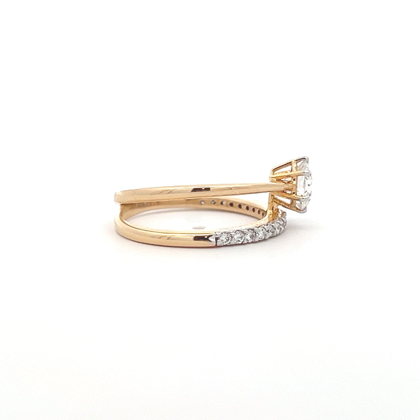 Lab Grown Round Brilliant Diamond Open Ring In 14k Gold