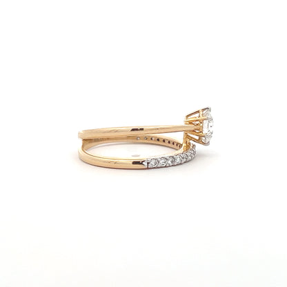Lab Grown Round Brilliant Diamond Open Ring In 14k Gold