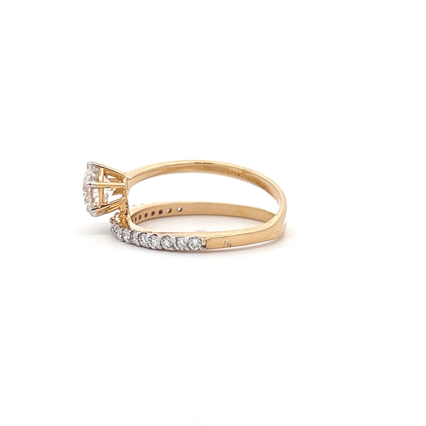 Lab Grown Round Brilliant Diamond Open Ring In 14k Gold