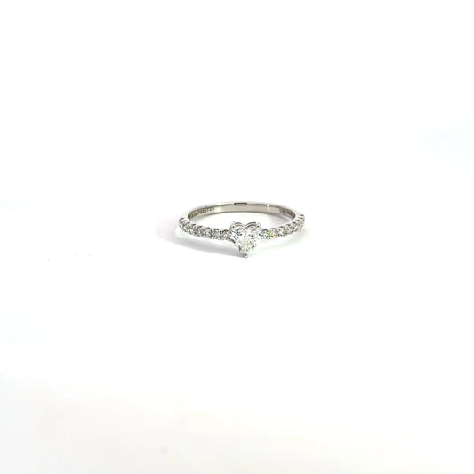 Lab Grown Heart Diamond Band Ring In 14k Gold