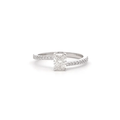 Lab Grown Raddiant Diamond Band Ring In 14k White Gold