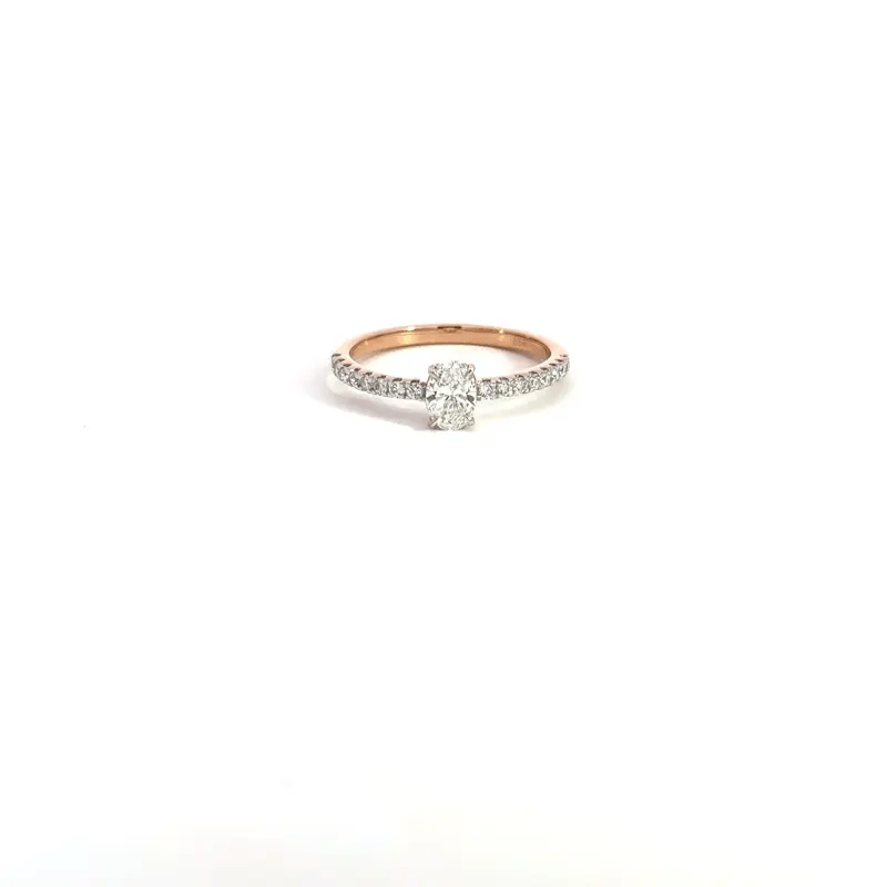 Lab Grown Oval Diamond Band Ring In 14k Gold