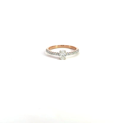 Lab Grown Oval Diamond Band Ring In 14k Gold