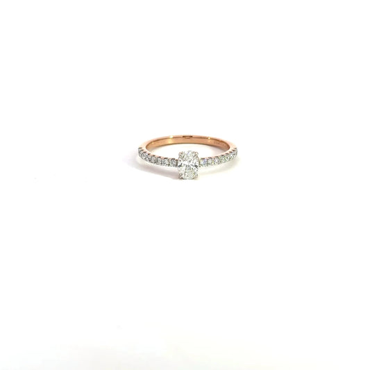 Lab Grown Oval Diamond Band Ring In 14k Gold