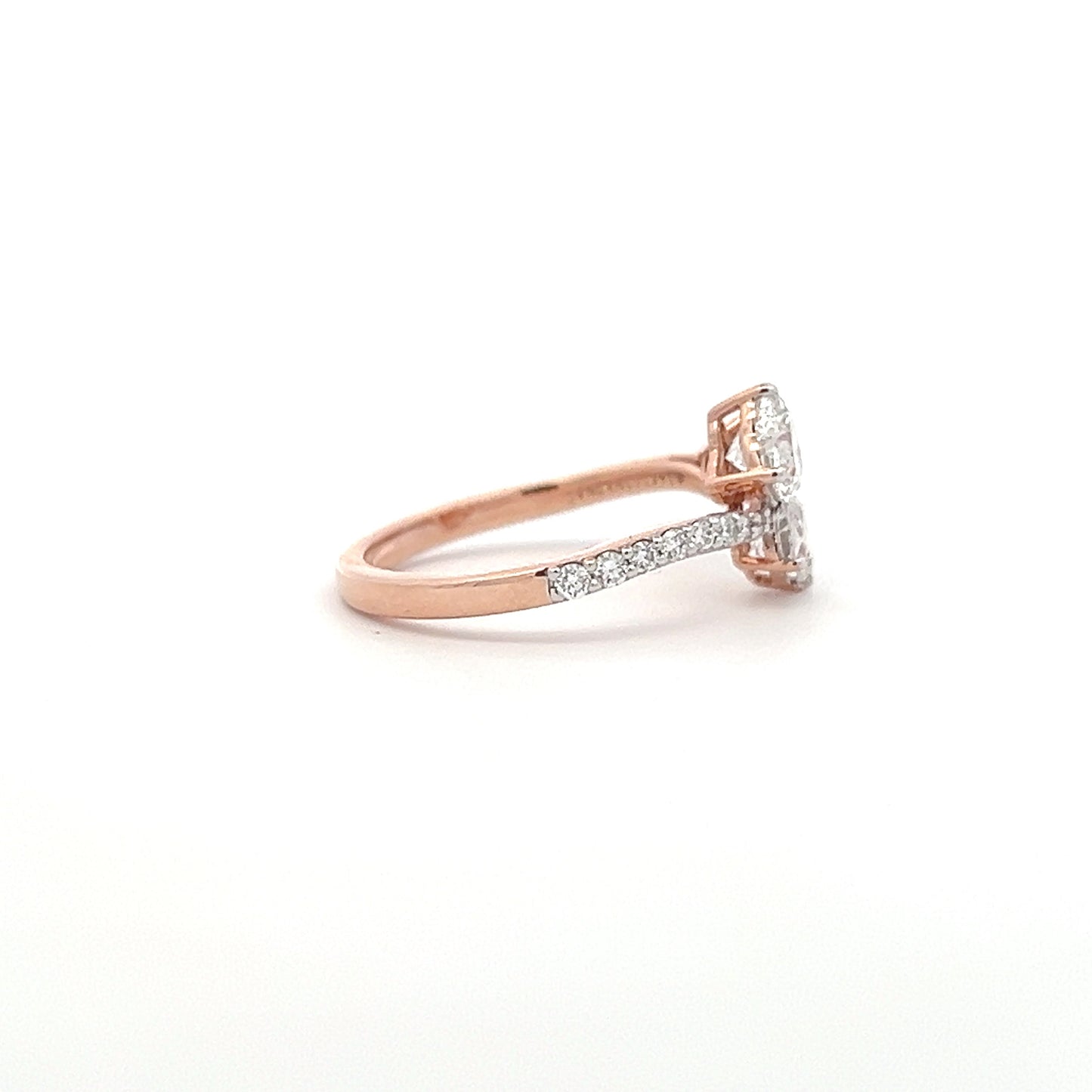 Lab Grown Heart & Pear Diamond Ring In 14k Rose Gold