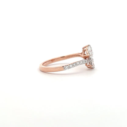 Lab Grown Heart & Pear Diamond Ring In 14k Rose Gold