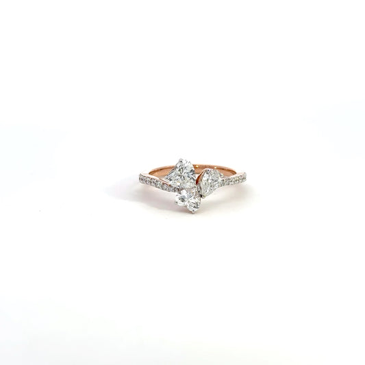 LGD Heart & Pear Ring In 14k Gold