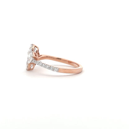 Lab Grown Heart & Pear Diamond Ring In 14k Rose Gold