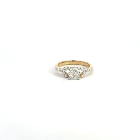 LGD Solitaire Cushion Ring In 14k Gold