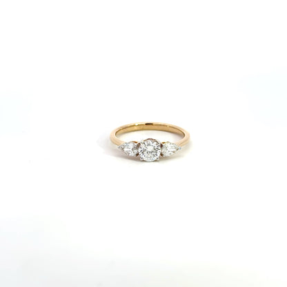LGD Round & Pear Ring In 14k Gold