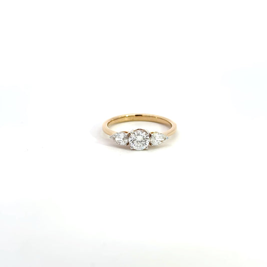 LGD Round & Pear Ring In 14k Gold
