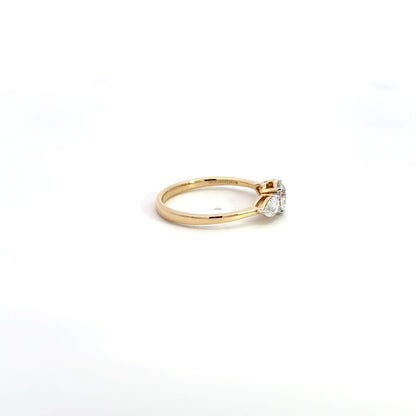 LGD Round & Pear Ring In 14k Gold