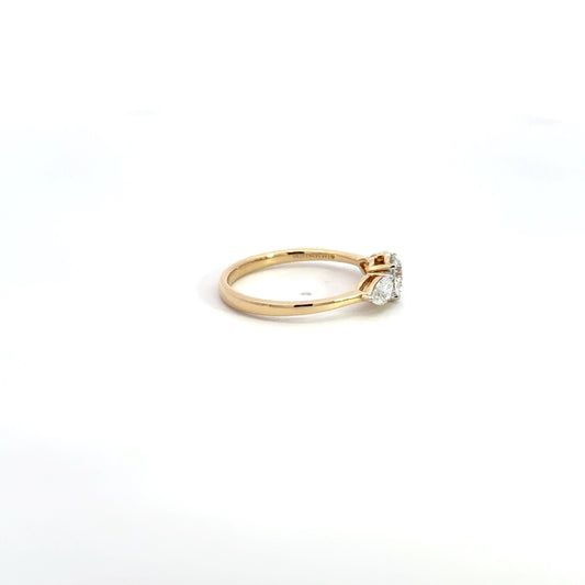 LGD Round & Pear Ring In 14k Gold