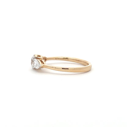 Lab Grown Round & 2 Pear Diamond Ring In 14k Gold