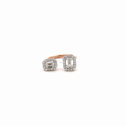 LGD Emerald Cut Open Cuff Ring In 14k GOLD