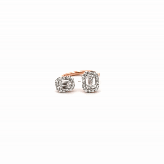 LGD Emerald Cut Open Cuff Ring In 14k GOLD