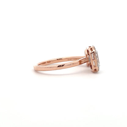 Lab Grown Emerald Diamond Open Cuff Ring In 14k Rose GOLD