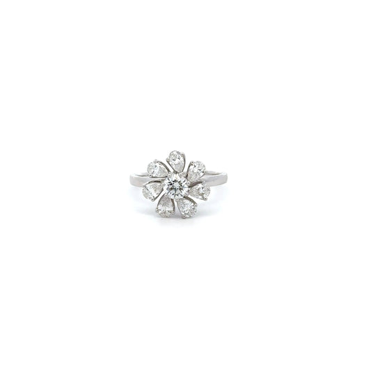Lab Grown Diamond Flower Ring In 14k Gold