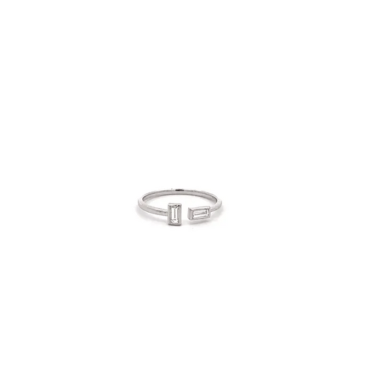LGD Baguette Cut Open Cuff Ring In 14k Gold