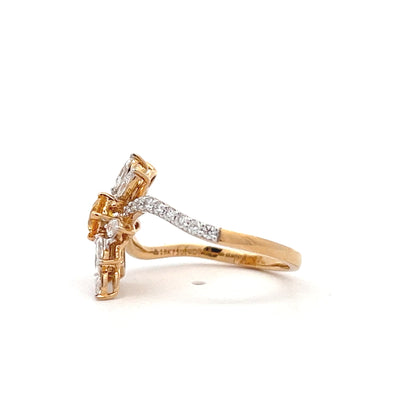 Lab Grown Yellow Round Diamond Ring In 14K Gold
