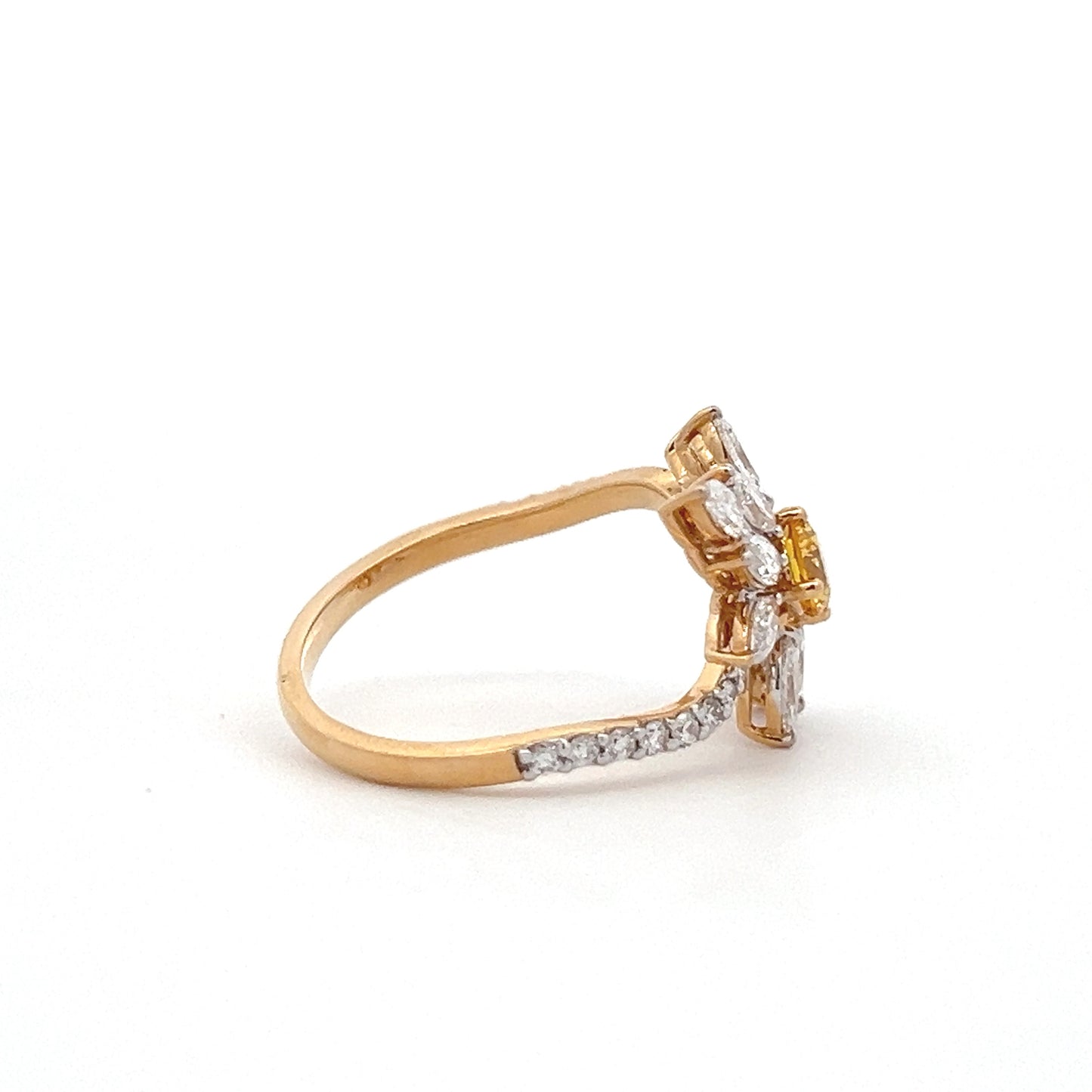 Lab Grown Yellow Round Diamond Ring In 14K Gold