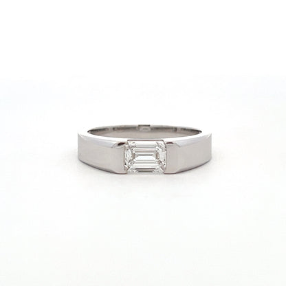 Lab Grown Emerald Cut Mens Ring In 14k Gold