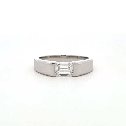 Lab Grown Emerald Cut Mens Ring In 14k Gold