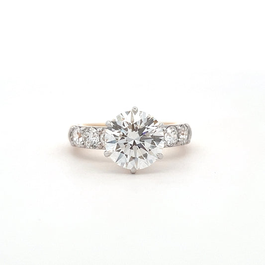 Lab Grown Round Brilliant Diamond Ring In 14K Yellow Gold