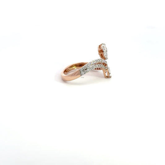 LGD Heart & Pear Stone Ring In 14k Gold