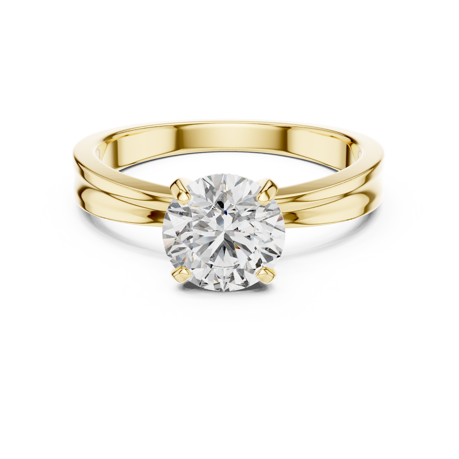 Round Cut IGI Certified Lab Grown Diamond Proposal Ring, Yellow Gold