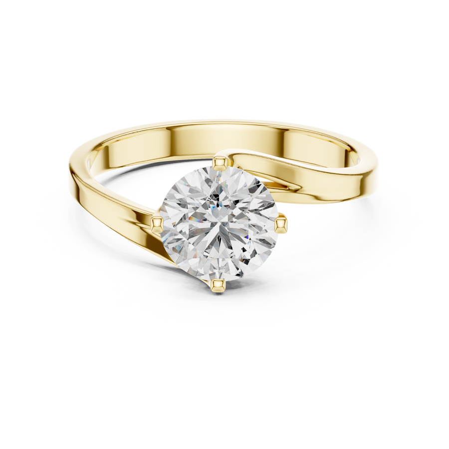 IGI Certified Round Lab Grown Diamond Bypass Ring, Yellow Gold