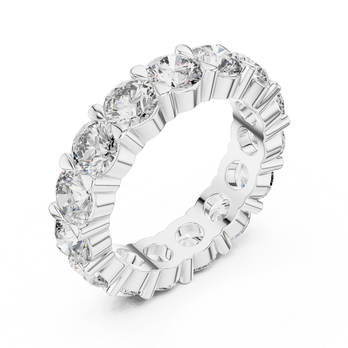 Round Cut Lab Grown Diamond Eternity Wedding Band Ring, White Gold