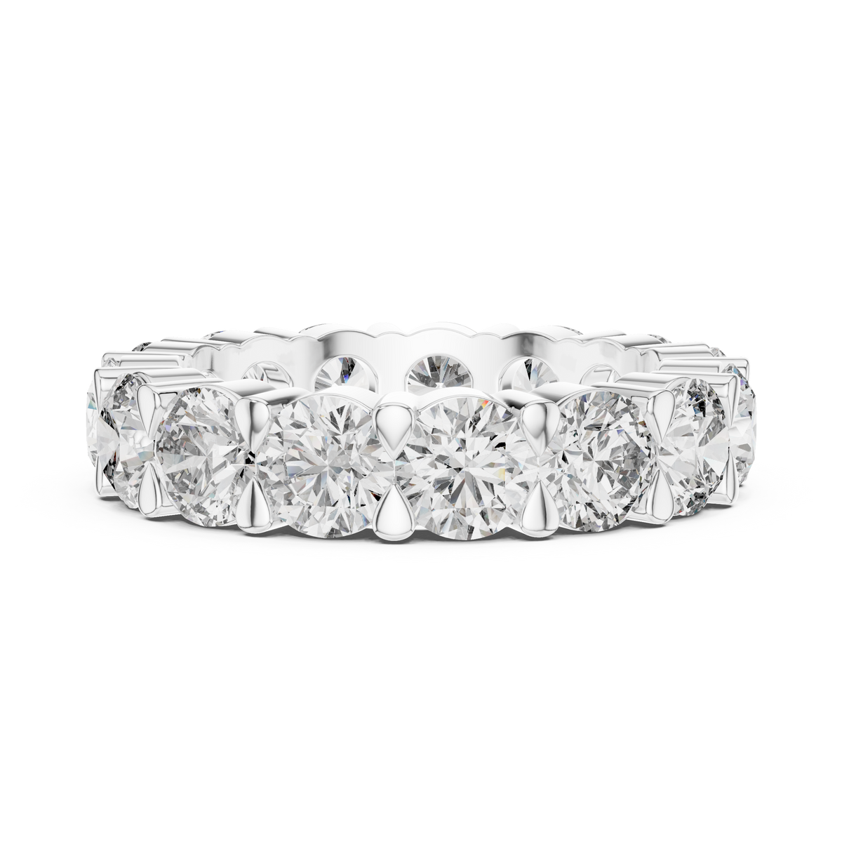 Round Cut Lab Grown Diamond Eternity Wedding Band Ring, White Gold