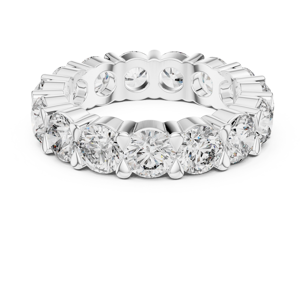 Round Cut Lab Grown Diamond Eternity Wedding Band Ring, White Gold
