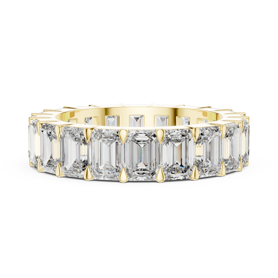 Emerald Cut Lab Grown Diamond Eternity Wedding Band Ring, Yellow Gold