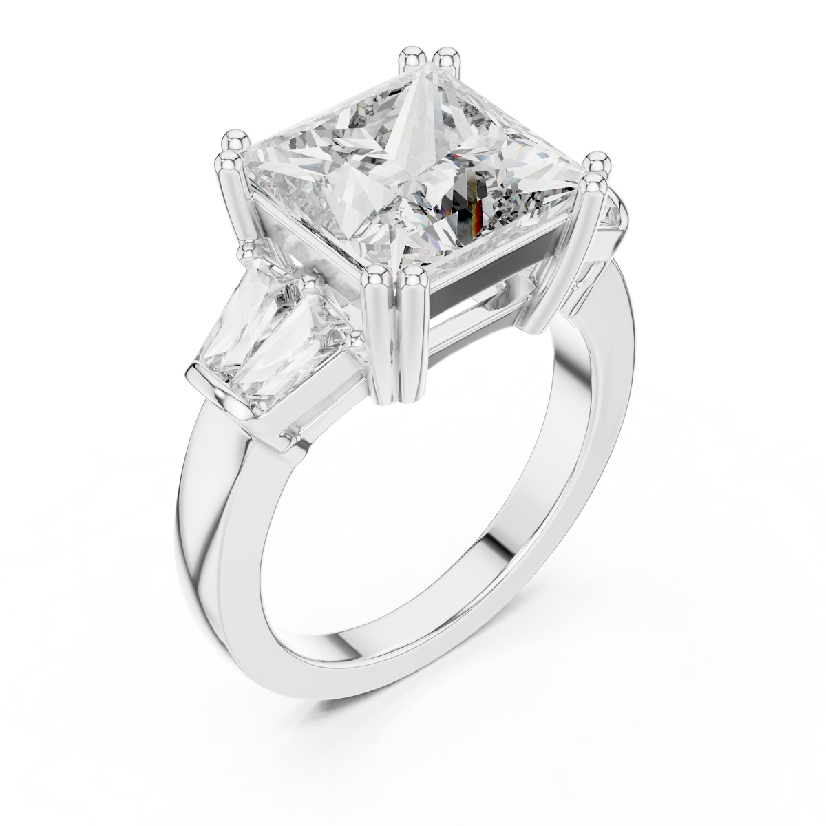 4 Carat IGI Certified Princess Cut Lab Grown Diamond Engagement Ring, White Gold