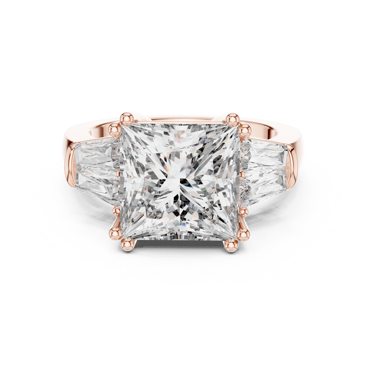 4 Carat IGI Certified Princess Cut Lab Grown Diamond Engagement Ring, Rose Gold