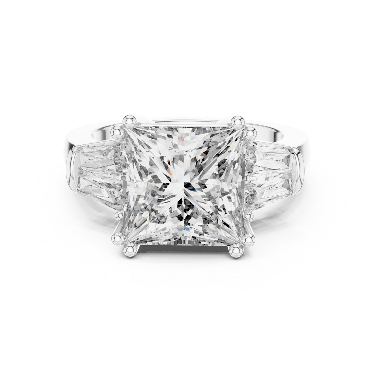 4 Carat IGI Certified Princess Cut Lab Grown Diamond Engagement Ring, White Gold