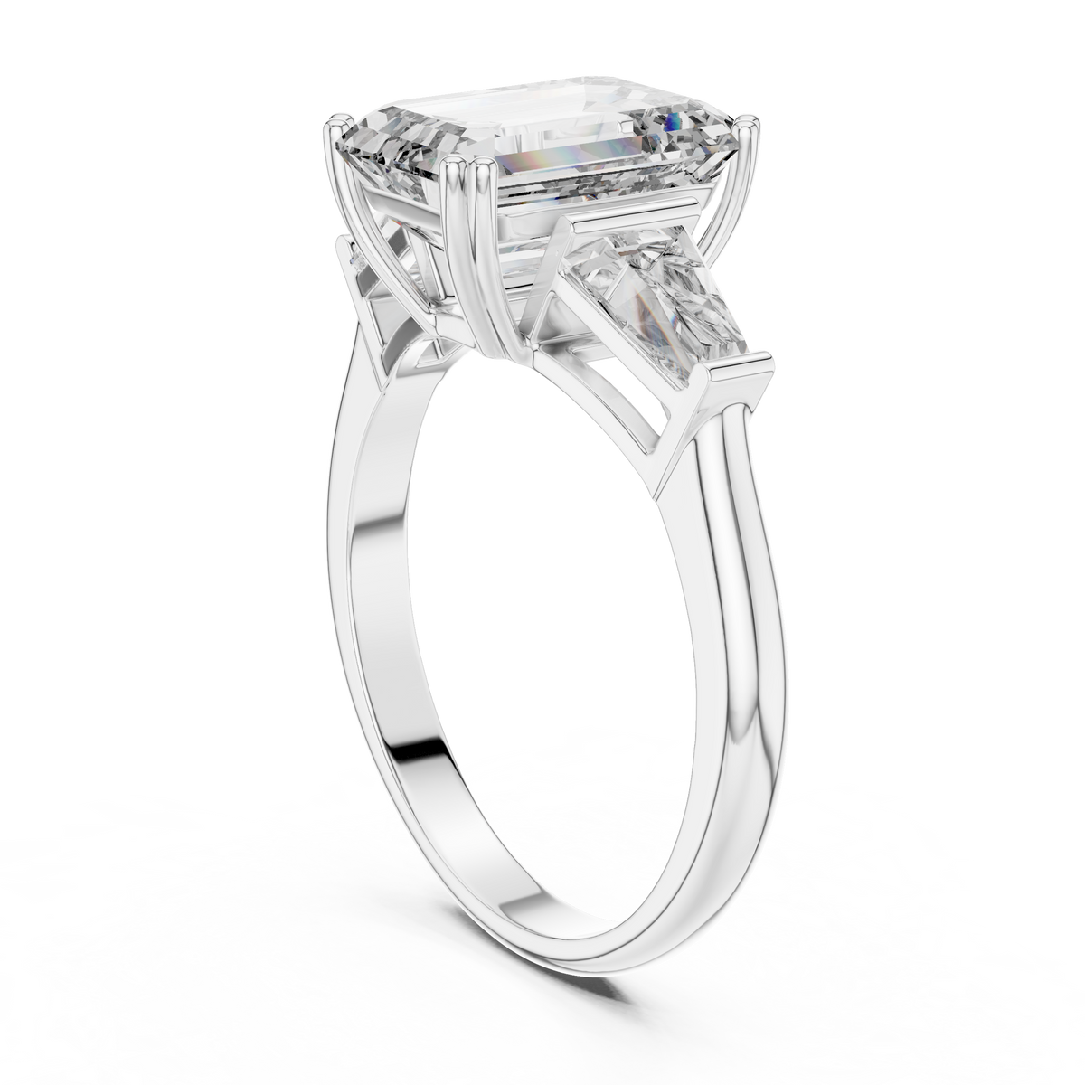 IGI Certified 2.64 CT Emerald Cut Lab Grown Diamond Ring, White Gold