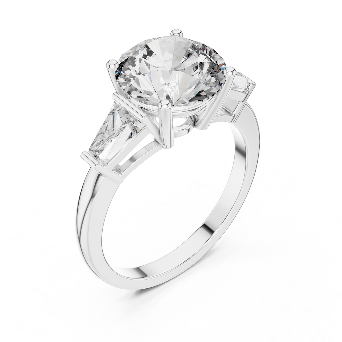Premium IGI Certified 3.15 Carat Round Lab Grown Diamond Ring, White Gold