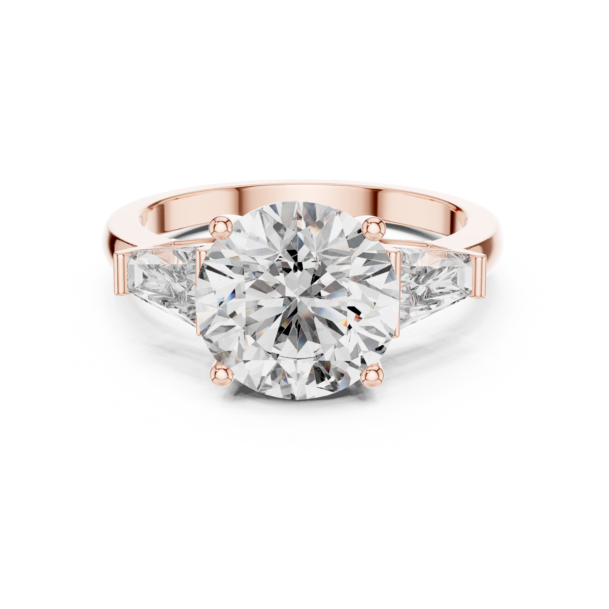 Premium IGI Certified 3.15 Carat Round Lab Grown Diamond Ring, Rose Gold