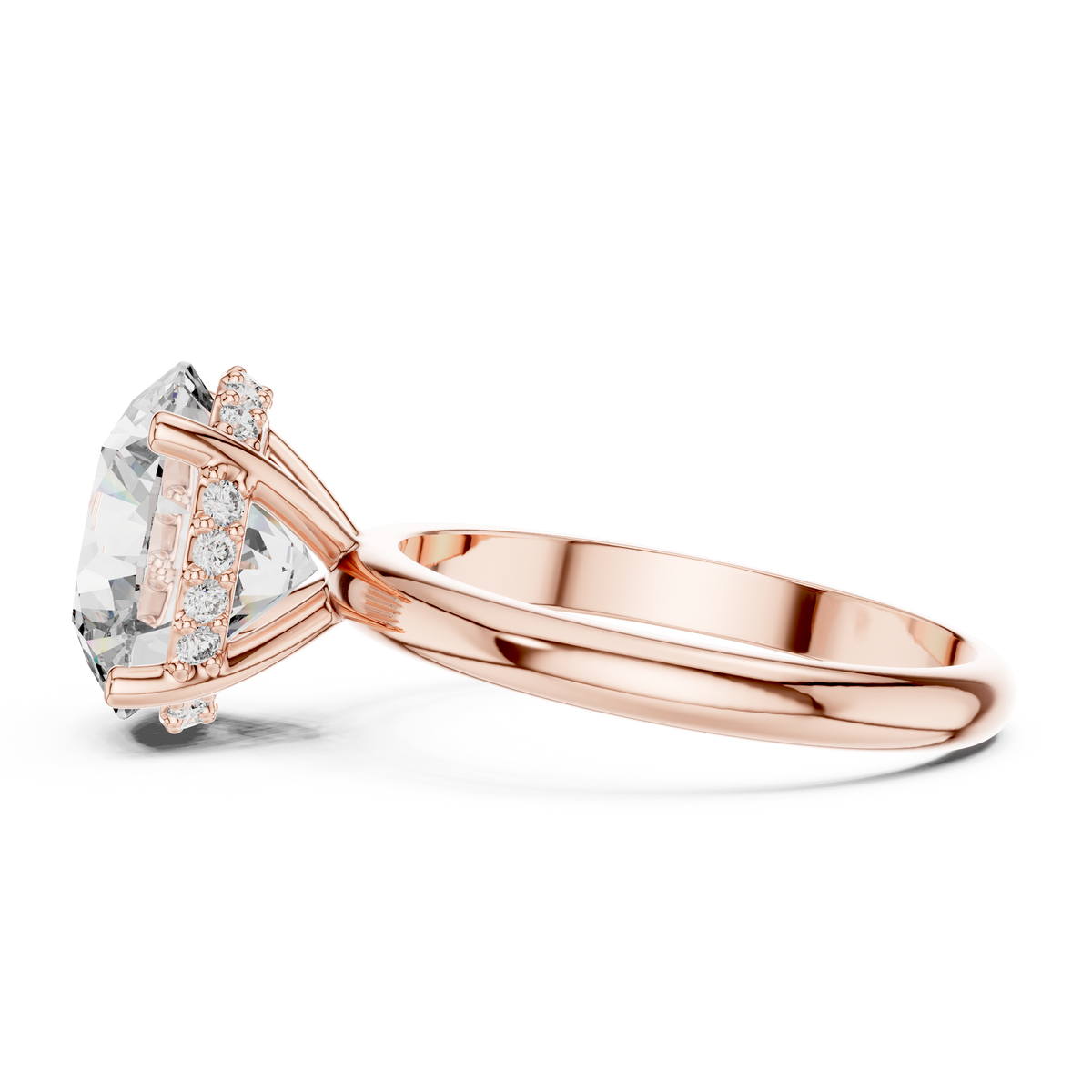 IGI Certified 4 CT Round Lab Grown Diamond Hidden Halo Solitaire Ring, Rose Gold